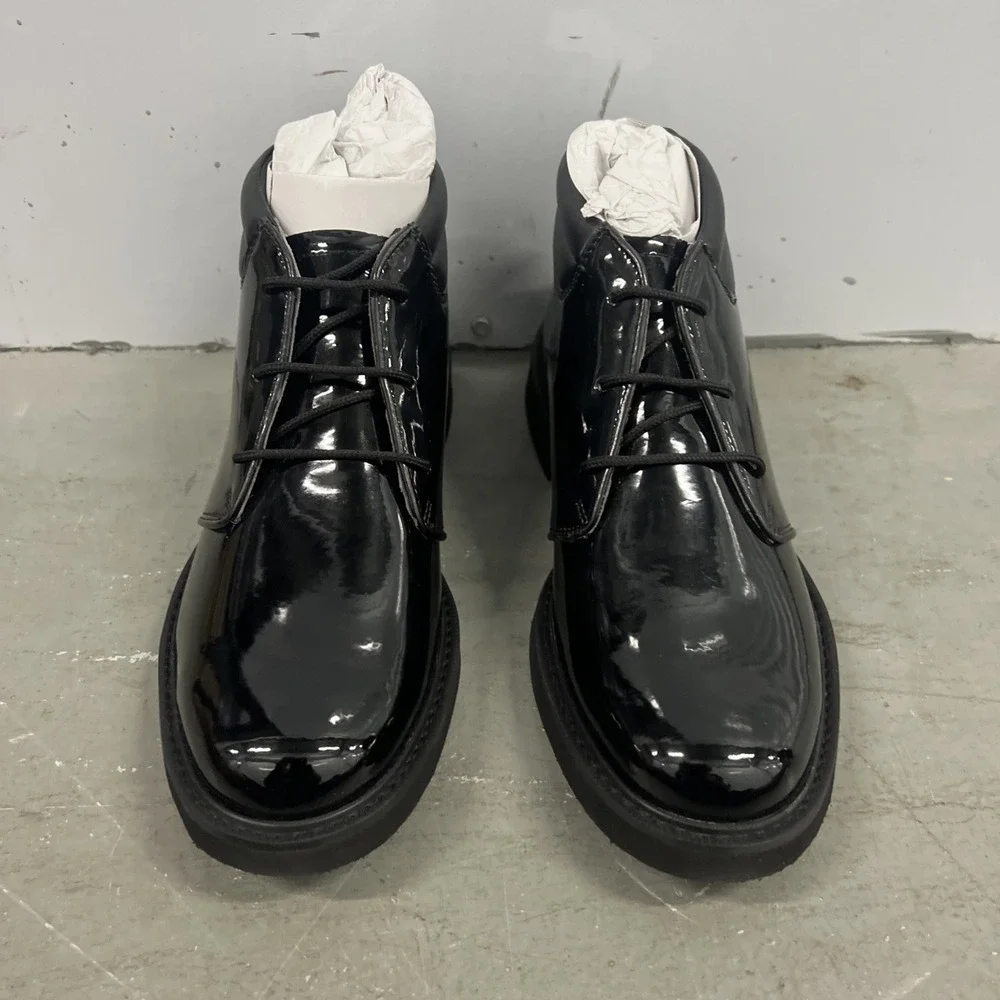 Bates Men's Sentinel‎ Chukka Buckle Black Leather Polishable Dress Shoes 7.5